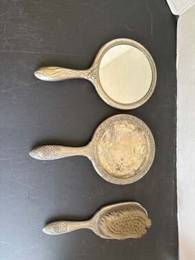 Vintage Godinger Silver Plated 3-Piece Vanity Set - 9” Hand Mirrors,